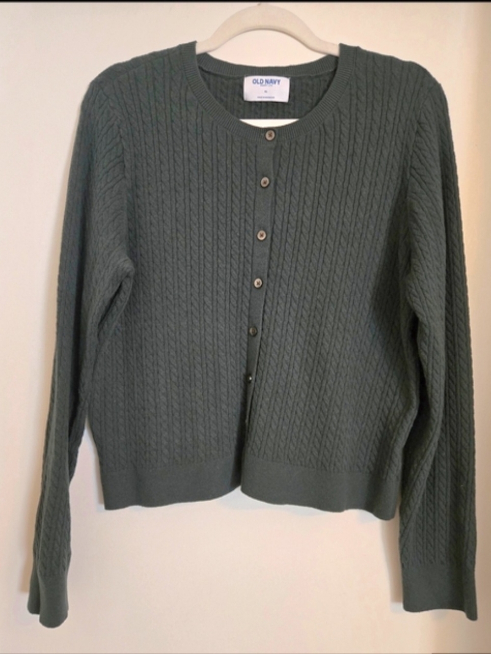 Old Navy Women's Dark Teal Cable Knit Button-Front Cardigan